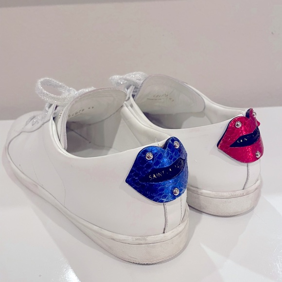 🇫🇷 Saint Laurent White Signature Court Classic Lips Sneakers - Picture 7 of 13